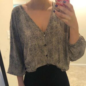 Zara Wide Sleeve Button Down Blouse